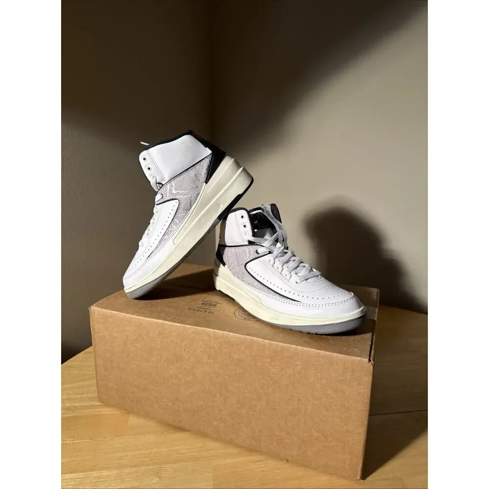 Nike Air Jordan 2 Retro Python White Gray Red 7Y Womens 8.5